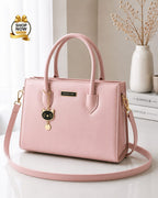 Charles And Keith 2 Zipper Bag Leatherette Handbag With Small Cat Charm And Detachable Shoulder Strap