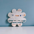 Acrylic Mirror Flower Wall Decoration – Shatterproof Silver Mirror & Wood 3D Wall Art Sticker Decal for Kids Room (25 x 25 cm)
