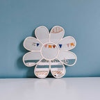 Acrylic Mirror Flower Wall Decoration – Shatterproof Silver Mirror & Wood 3D Wall Art Sticker Decal for Kids Room (25 x 25 cm)