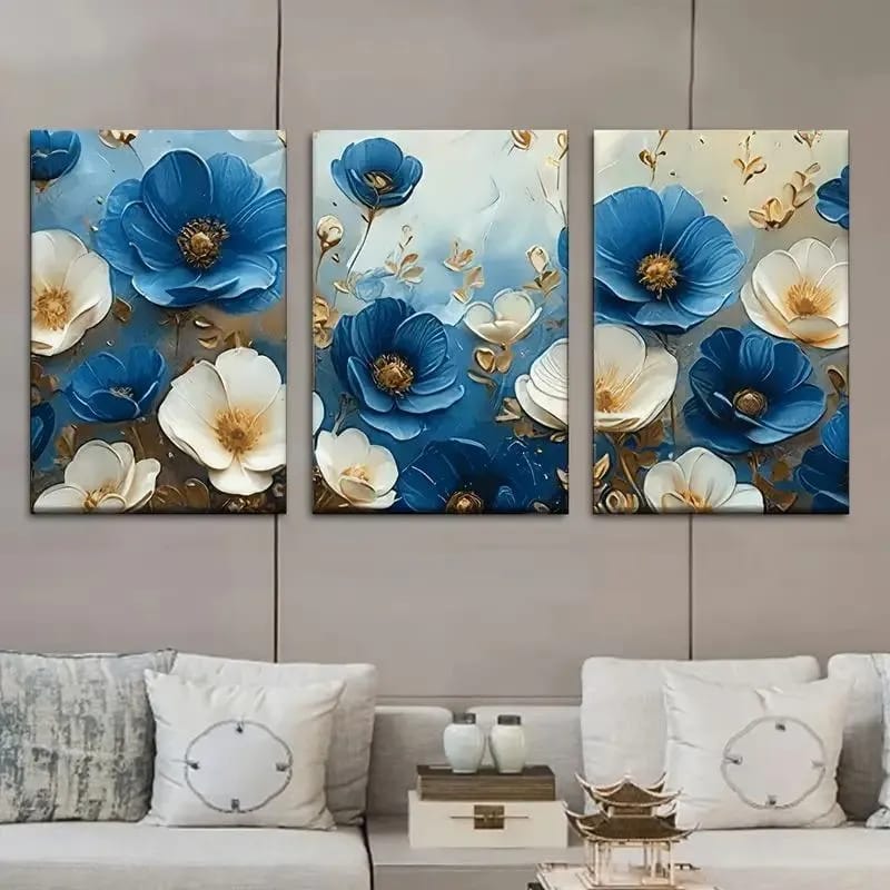 Set Of 3 Sticky Wooden Canvas Frames For Wall Decore Aesthatic Art / Sticky Phototiles For Room Wall Decoration