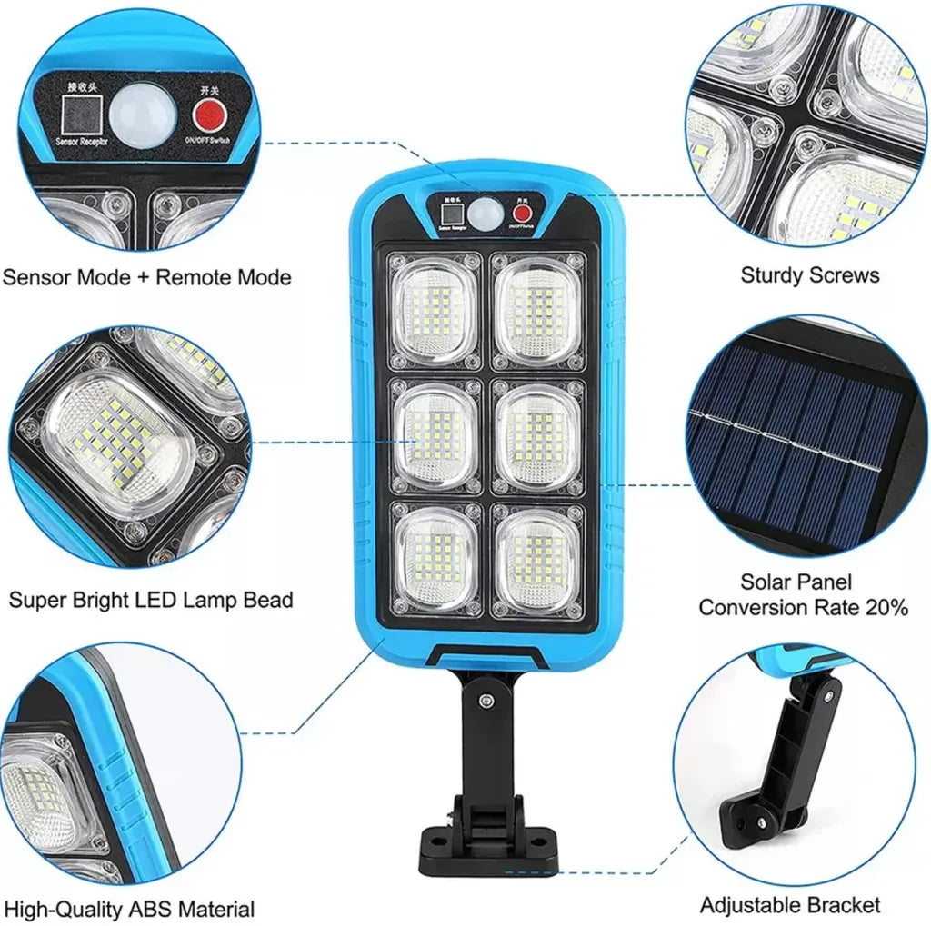 Solar Street COB Light With Sensor ZB-150B | Motion Sensor Security Streetlights for Parking Lot - Remote Control (Random color)