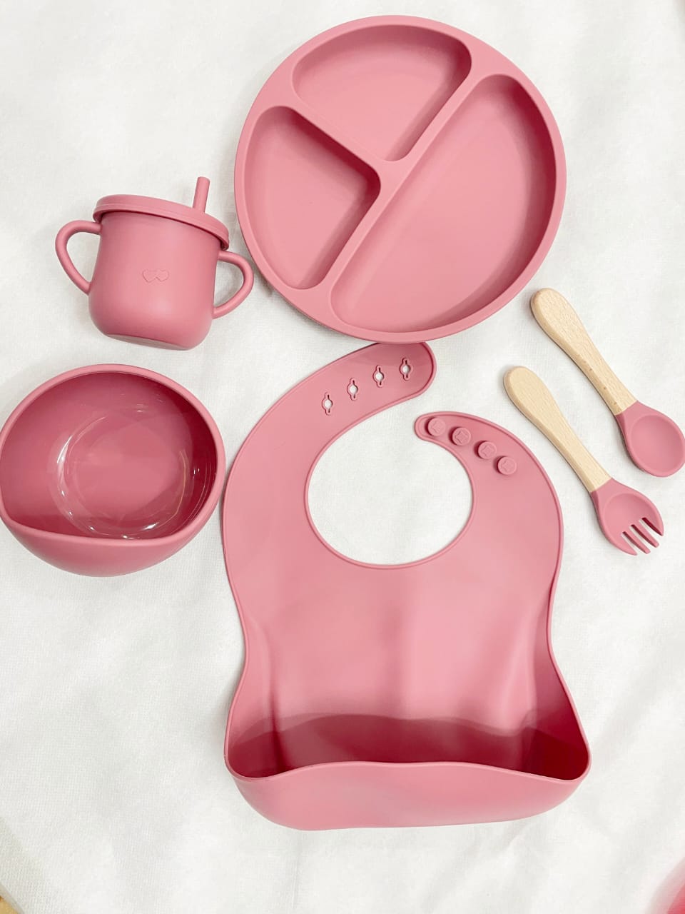 Premium Silicone Baby Feeding Set (6-Piece) – BPA-Free, Suction Base & Ergonomic Design for Self-Feeding