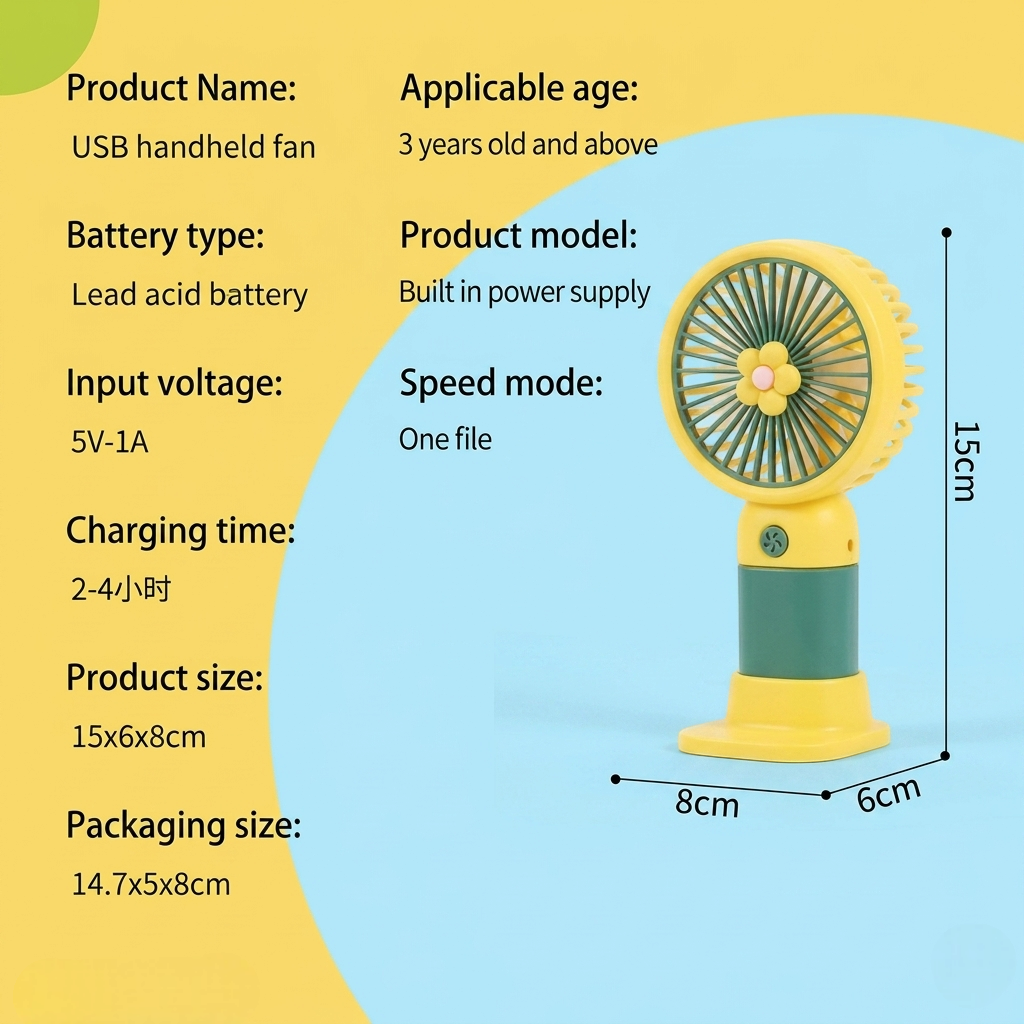 Portable Mini Rechargeable Fan with Desktop Stand, USB Charging Cable & Premium Box (Random Color)