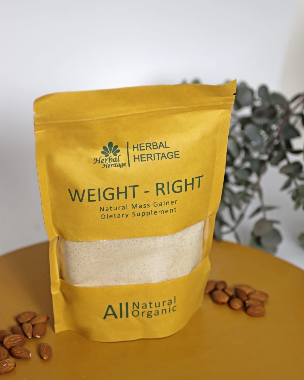Weight-Right Natural Mass Gainer by Herbal Heritage | Herbal Formula for Healthy Weight Gain (80g)