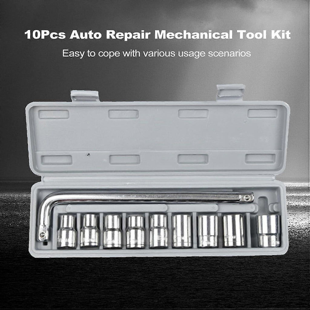 Professional Heavy Duty Socket Wrench Set | 9Pc Tool Kit | 1/2″ Drive | 8‑24mm Metric Sockets + L Wrench