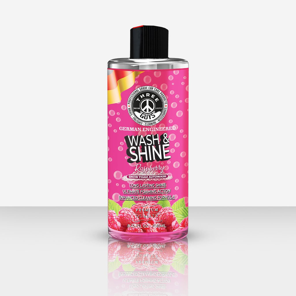 THREE GUYS Wash & Shine Shampoo Raspberry | Premium German Car Shampoo | High Foam, Deep Cleaning & Brilliant Shine