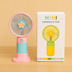Portable Mini Rechargeable Fan with Desktop Stand, USB Charging Cable & Premium Box (Random Color)