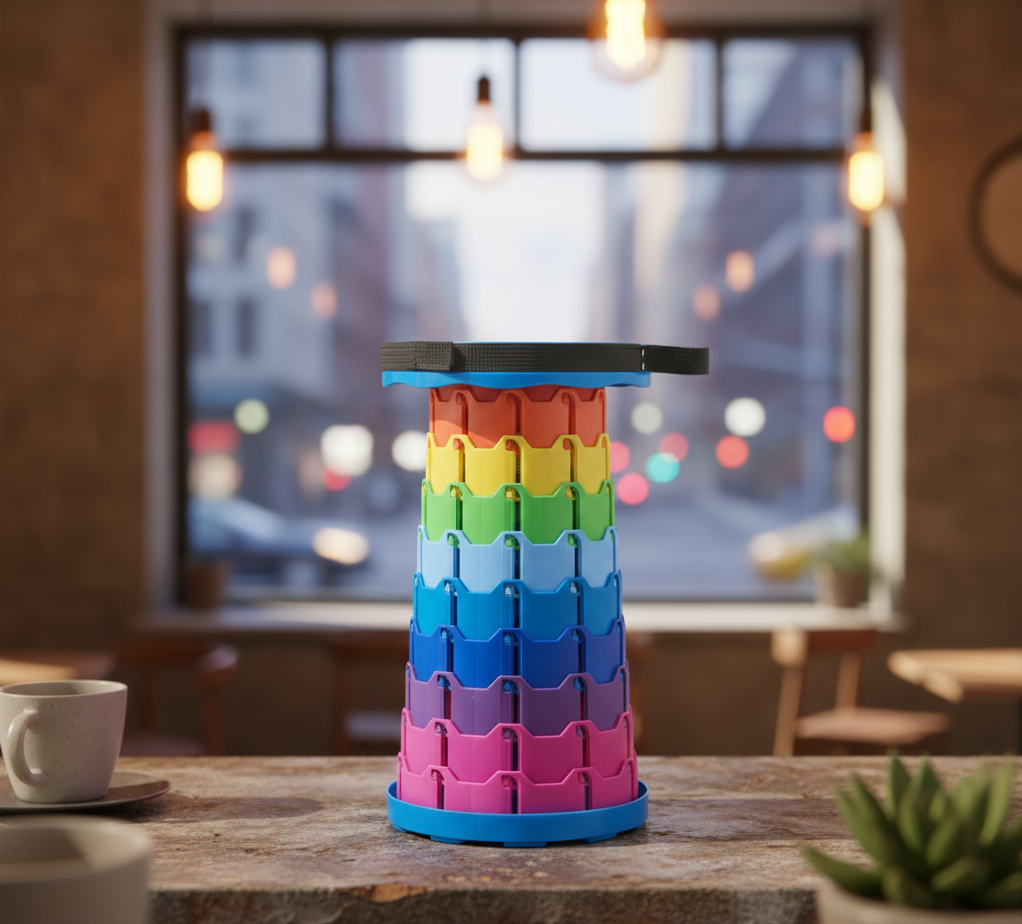 Portable Rainbow Telescopic Stool – Lightweight Collapsible Folding Seat for Camping, Fishing, Hiking & Outdoor Activities – Adjustable Height