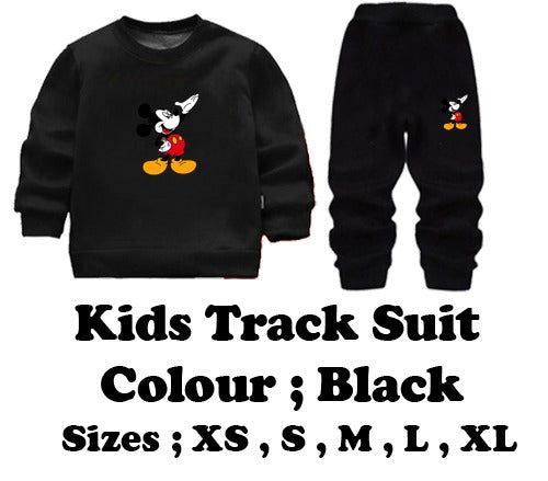 Black Mickey Mouse Printed Kids Tracksuit | Winter Fleece Sweatshirt & Trouser Set for Boys & Girls – Warm & Stylish Outfit  FOR BABY AND KIDS