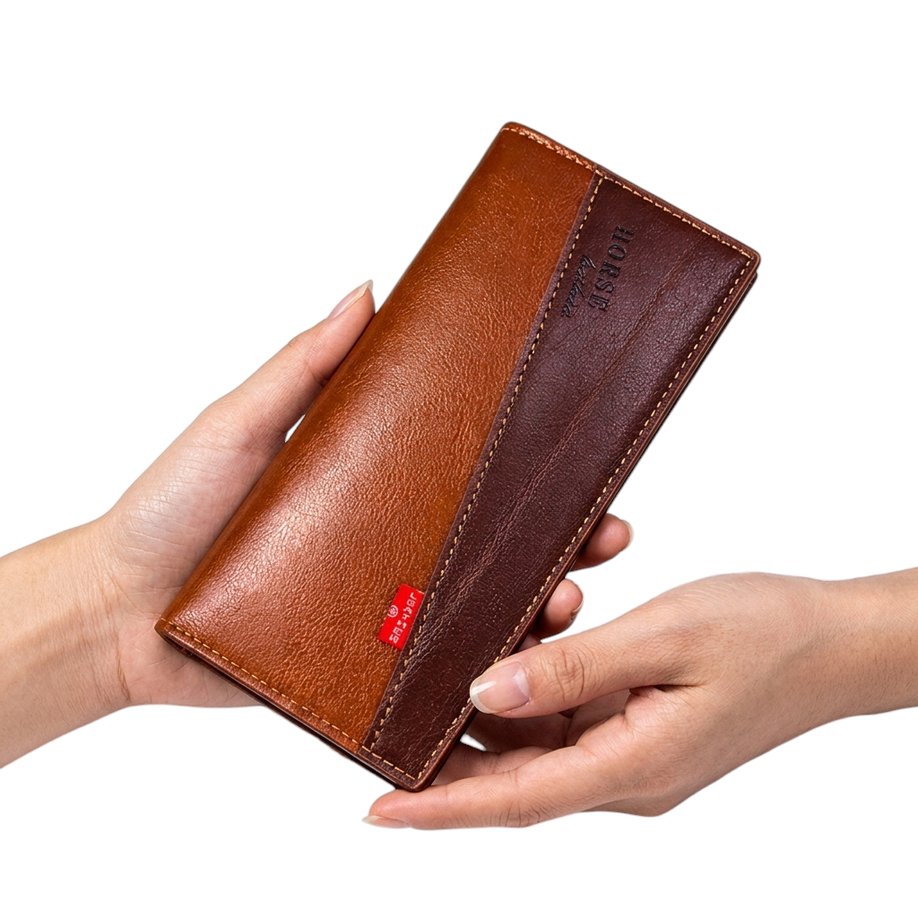 Dual Tone Long Wallet with 14 Card Slots & Zipper Pocket – Stylish Unisex Wallet