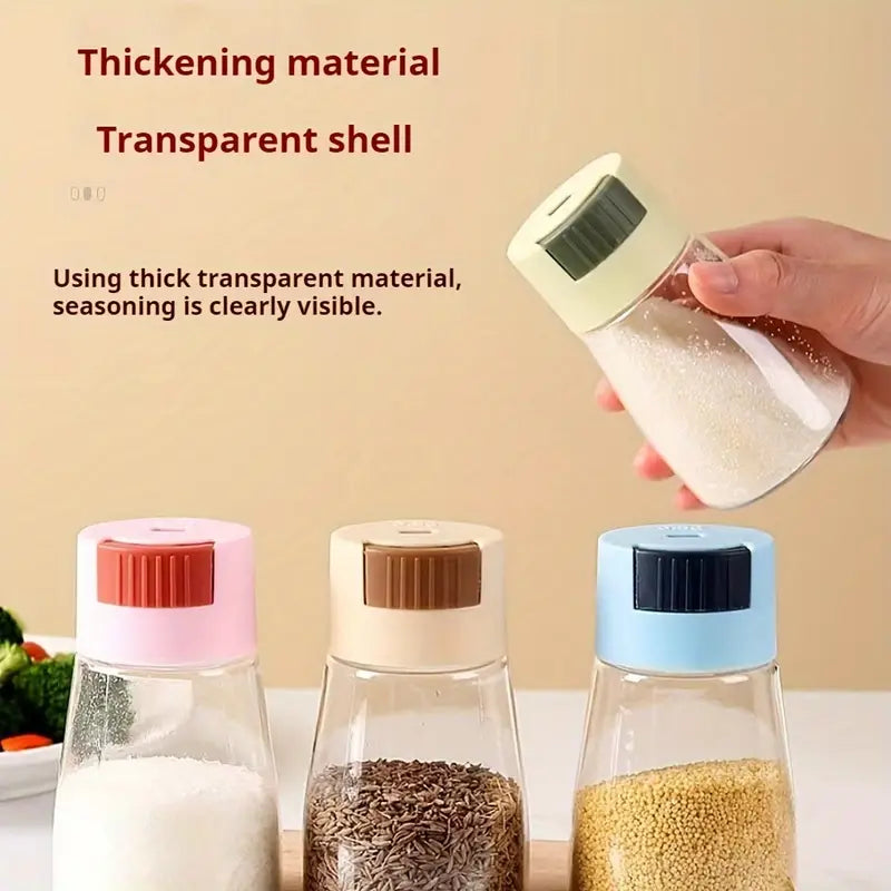 Sealed Seasoning quantitative Bottle salt pepper condiment Dispenser Glass Spice Jar | Salt Control Bottle Press - 180ml (random color)