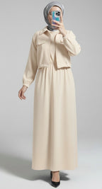 Stylish 2 Piece Set Long Frock Maxi Dress With Matching Zipper Jacket Premium Quality