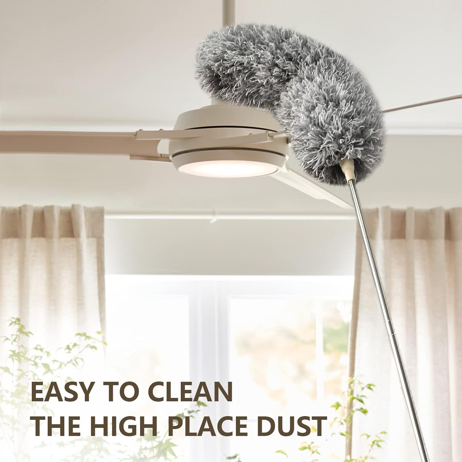 Grey Flexible Microfiber Duster – Bendable Long Reach Cleaning Brush for Home & Office