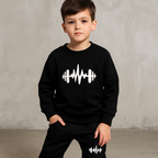 Black Cross Printed Fleece Winter Kids Tracksuit | Sweatshirt & Trousers Set for Boys & Girls – Warm & Cozy Outfit FOR BABY AND KIDS