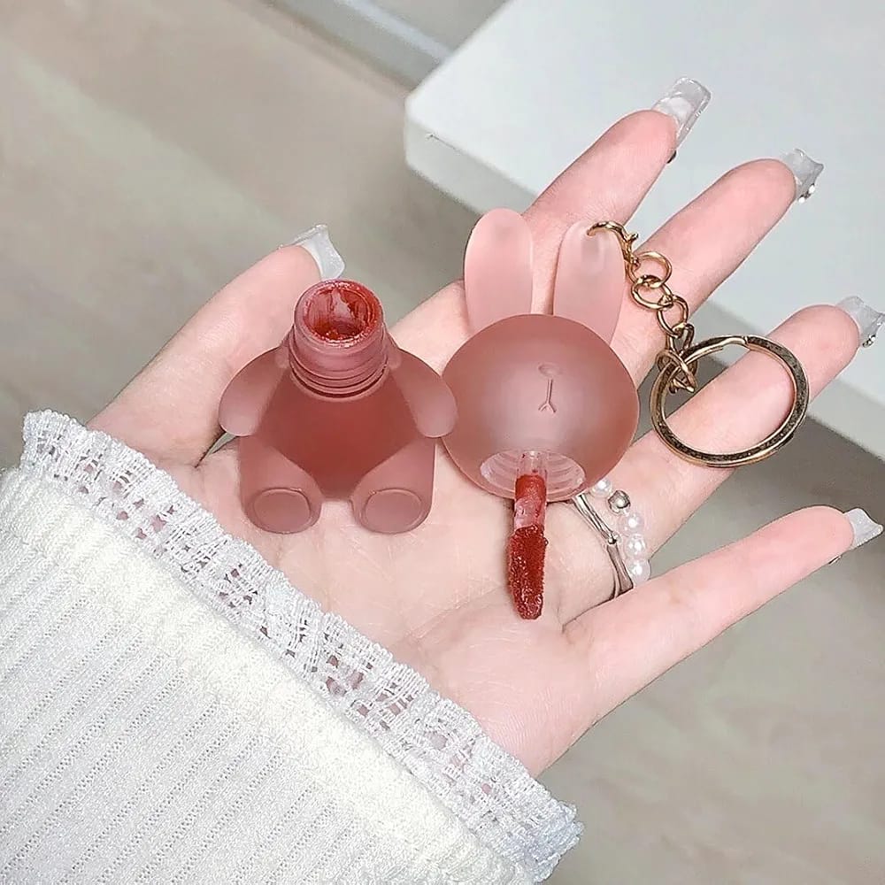 Cute Rabbit Keychain Lipgloss – Adorable, Portable & Hydrating Lip Care with Glossy Shine (Pack of 3)