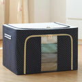 Foldable Metal Frame Clothes Storage Organizer Bag – Large Capacity Fabric Wardrobe Box with Zipper & Clear Window