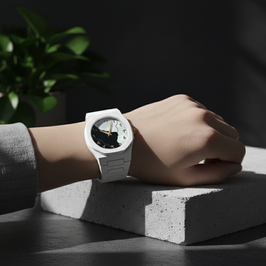 White Aura Watch Elegant Design Durable Build Comfortable Strap Clear Display Perfect For Daily Wear And Special Occasions