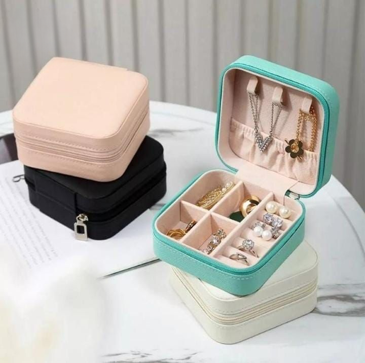 Travel Leather Pocket Jewellery Organizer With Box (Mix/Random color)