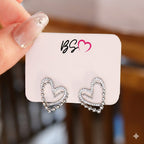 ZJE-164 Heart Shape Double Korean Earrings – Elegant Fashion Jewellery, Stylish Accessory for Women