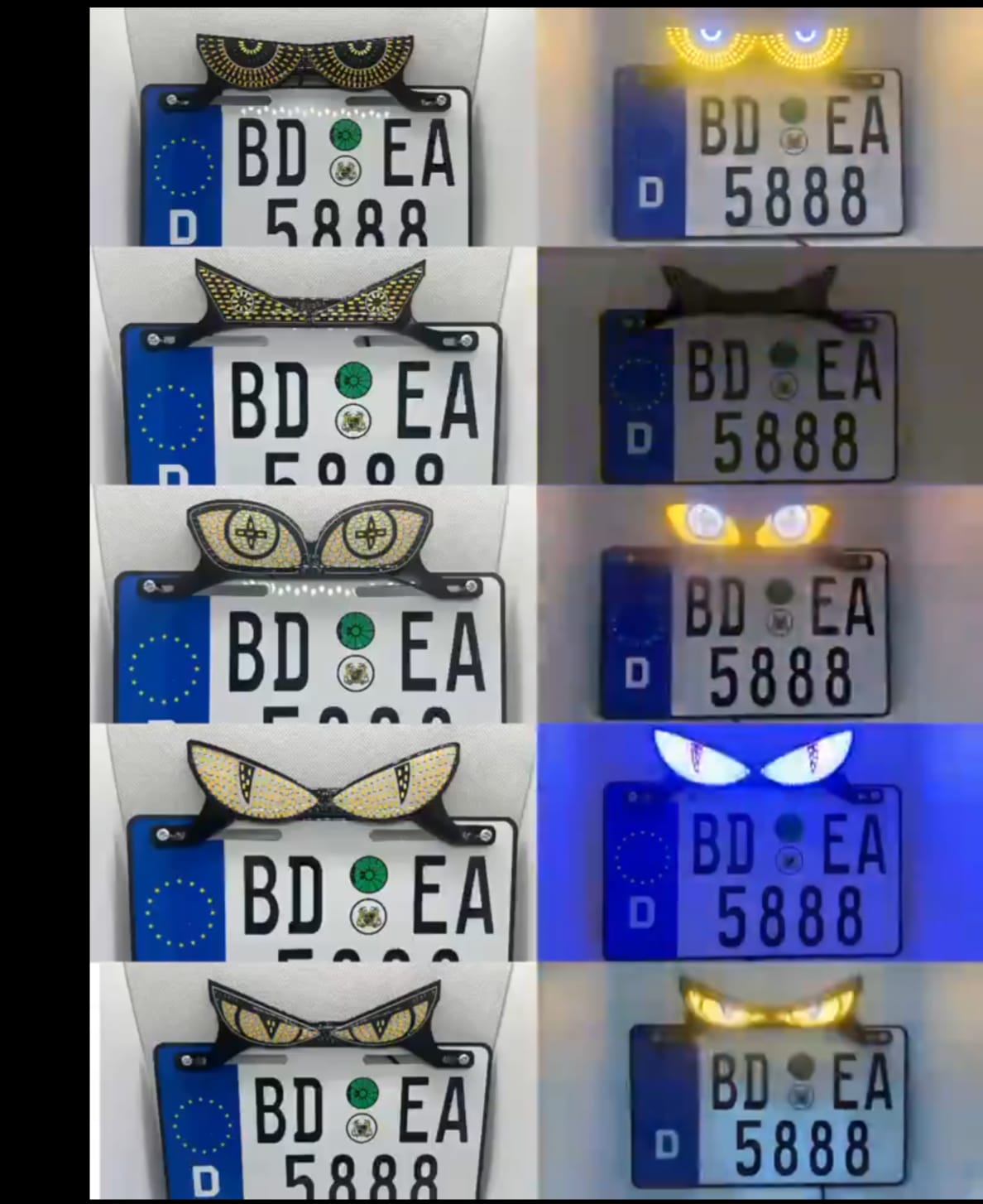 Universal LED Devil Eyes License Plate Light – Custom Decorative RGB Number Plate Frames for Motorcycles & Cars (Multiple Eye Designs)
