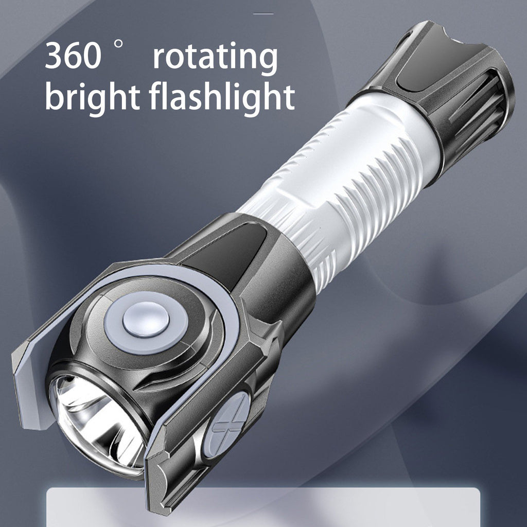 360 Degree Rotating Flashlight Outdoor Led Flashlight Rechargeable Torch for Camping Outdoor Emergency Use