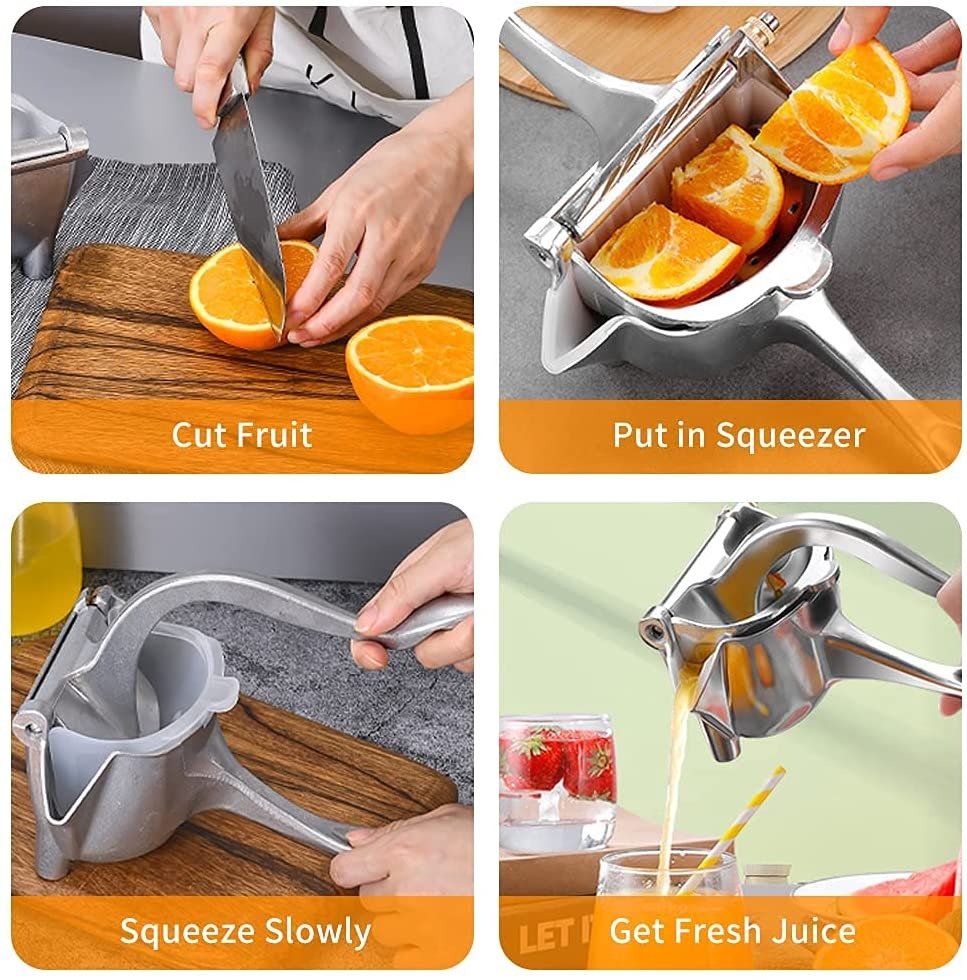 Stainless Steel Lemon & Orange Clip Handheld Fruit Juicer – Durable Manual Portable Citrus Squeezer for Kitchen & Baby Fruit Juice