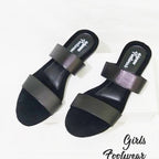 Ladies Casual & Party Wear Flat Slippers – Stylish Elastic Work Design | Comfortable Indoor & Outdoor Sandals for Women
