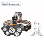 5 LED Headlamp Rechargeable Powerful Head Lamp with Built-in Battery Outdoor Camping Headlight Head Flashlight Head Light