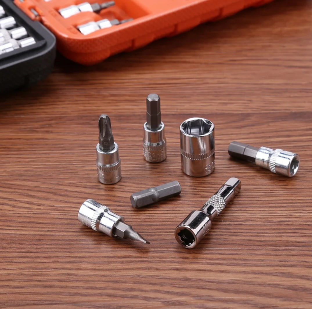 46-Piece Socket Wrench Set – Complete Ratchet & Bit Tool Kit
