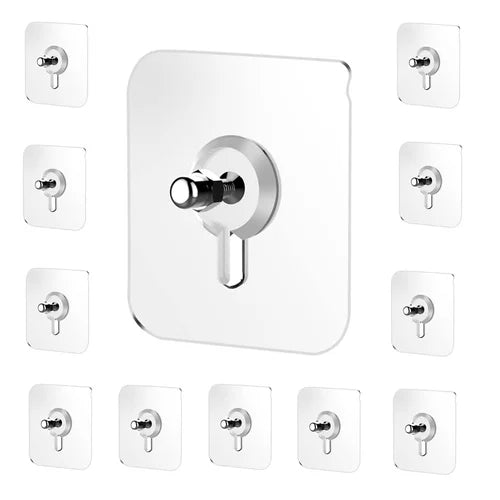 Transparent Self-Adhesive Wall Hooks Sticker – Strong Hold, No Drill, Damage-Free Hanging - Pack of 10