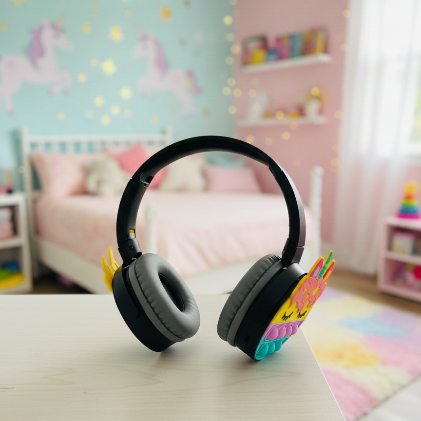 SAMONPOW Kids Bluetooth Headphones – Wireless, Noise-Cancelling, with Microphone | Soft Silicone On-Ear Headphones for School, Travel, Tablet & Phone (random colour)