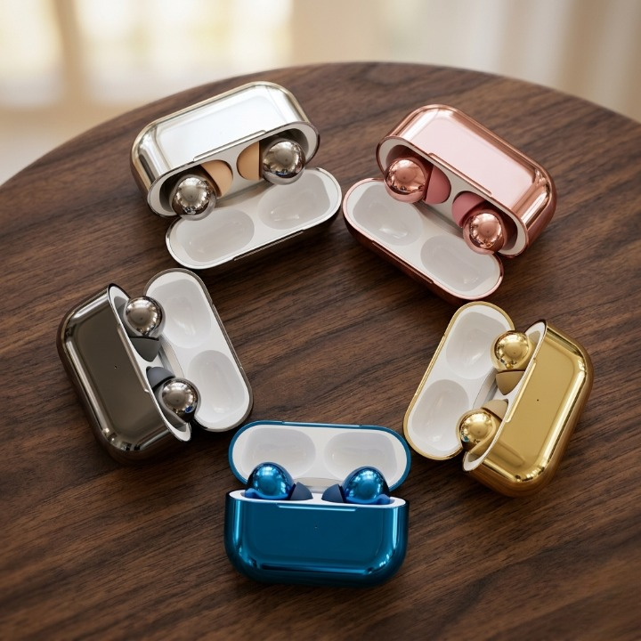 Premium AirPod Pro 2 Glossy Edition - Stylish Shining Wireless Earbuds with High-Fidelity Sound - Without Box - Random Color