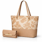 2 Pcs Premium Cow Print Tote Bag Set for Women – Stylish Shoulder Handbag with Matching Pouch