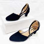 Stylish Velvet Heel Pump Shoes for Ladies – 2 Inch Elegant Party Wear Heels with box