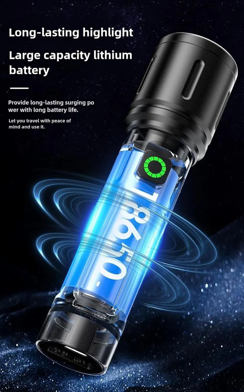 Rechargeable White Laser Super Battery Aluminum LED Flashlight, Body  Tactical,Long Battery Zoomable, Light
