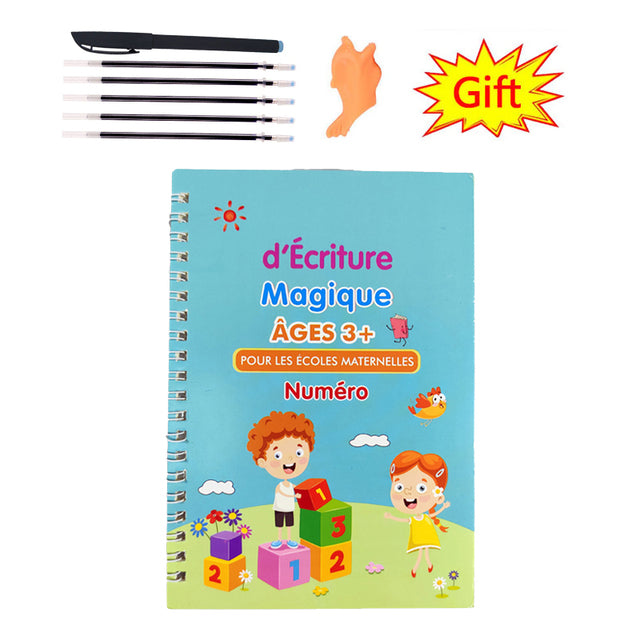 Pack Of 4 Pcs With 10 Refill Copybooks Pen Magic Copy Book Free Wiping Children's Kid Writing Sticker Practice Copybook For Calligraphy