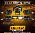 Universal Owl Fog Light & 4 Owl Indicator Set for 70CC, 125CC, and Universal Motorcycles