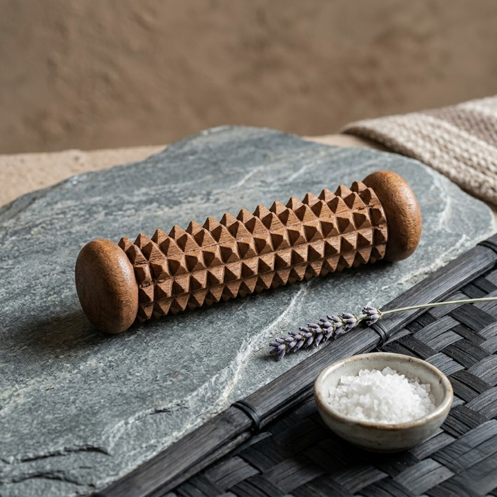 Handcrafted Wooden Palm Massager – Reflexology & Acupressure Hand Roller