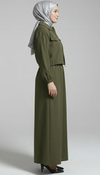 Stylish 2 Piece Set Long Frock Maxi Dress With Matching Zipper Jacket Premium Quality