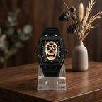 Luxury Non-Waterproof Skull Skeleton Concept Watch – Bold Tonneau Case with Sporty Silicone Strap (Without Box)