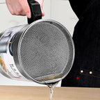 Oil Fryer Cookerwith Stainless Steel Fine Mesh with Lid Food Grade Iron Cooking Oil Filter Machine with Handle for Kitchen