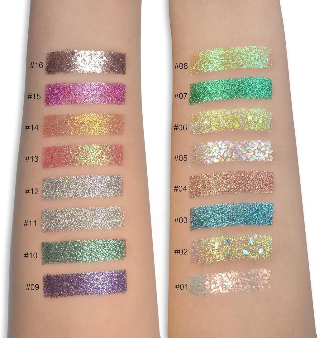 Glitter Butter Sparkle Eyeshadow Palette 9 in 1 Kit for Eye Makeup Shimmer Highlighter Metallic Eye Shadow, Rainbow Eyeshadow Pallets