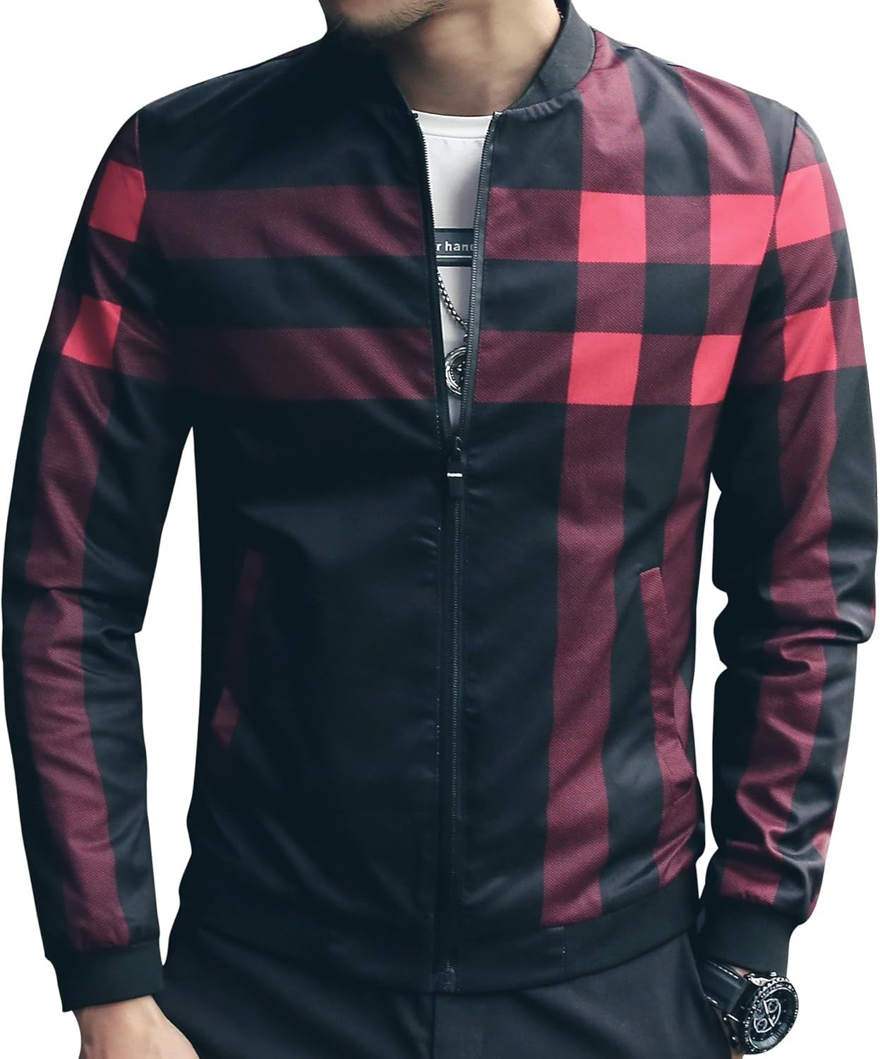 Men's Stylish Zipper Jacket with Contrast Checked Zipper | Jacket For Men's &amp; Boys | Stylish Jacket For Formal &amp; Casual Wear | Checked Design Jacket