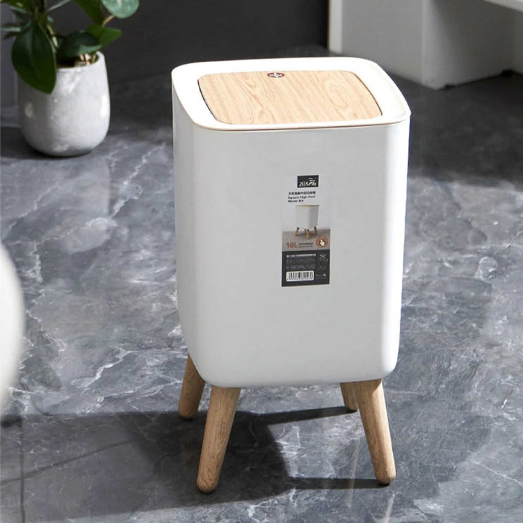 Royal's 8L Modern Nordic Trash Bin with Push Mechanism & Elevated Legs