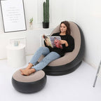 Luxury Inflatable Lounge Chair with Ottoman Modern Air Sofa Set for Living Room & Bedroom - With Air Compressor