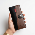 WAGLOK Dual Tone Magnetic Button Long Wallet for Men & Women with Zipper Pocket and 12 Card Slots