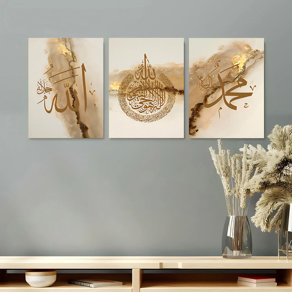 Set of 3 Premium Wall Art Photo Tiles – Modern Home Decor Sets