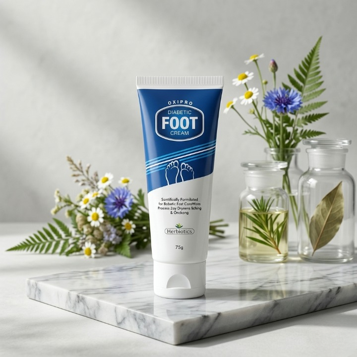 Herbiotics Oxipro Diabetic Foot Cream | Intensive Healing for Dry, Cracked & Itching Feet | Scientific Formula for Daily Foot Care | 75g