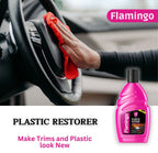 Flamingo Plastic Restorer 300ML – Nano Technology Trim Reviver for Faded Exterior Plastic | Long-Lasting Shine & Protection