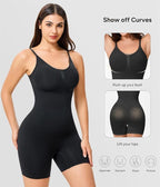 Shapewear Bodysuit for Women – Seamless Tummy Control Mid-Thigh Body Shaper (Skin Color)